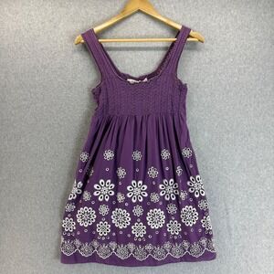 Max Studio Purple Floral Embroidered Sleeveless Sundress Dress‎ Womens Sz Medium